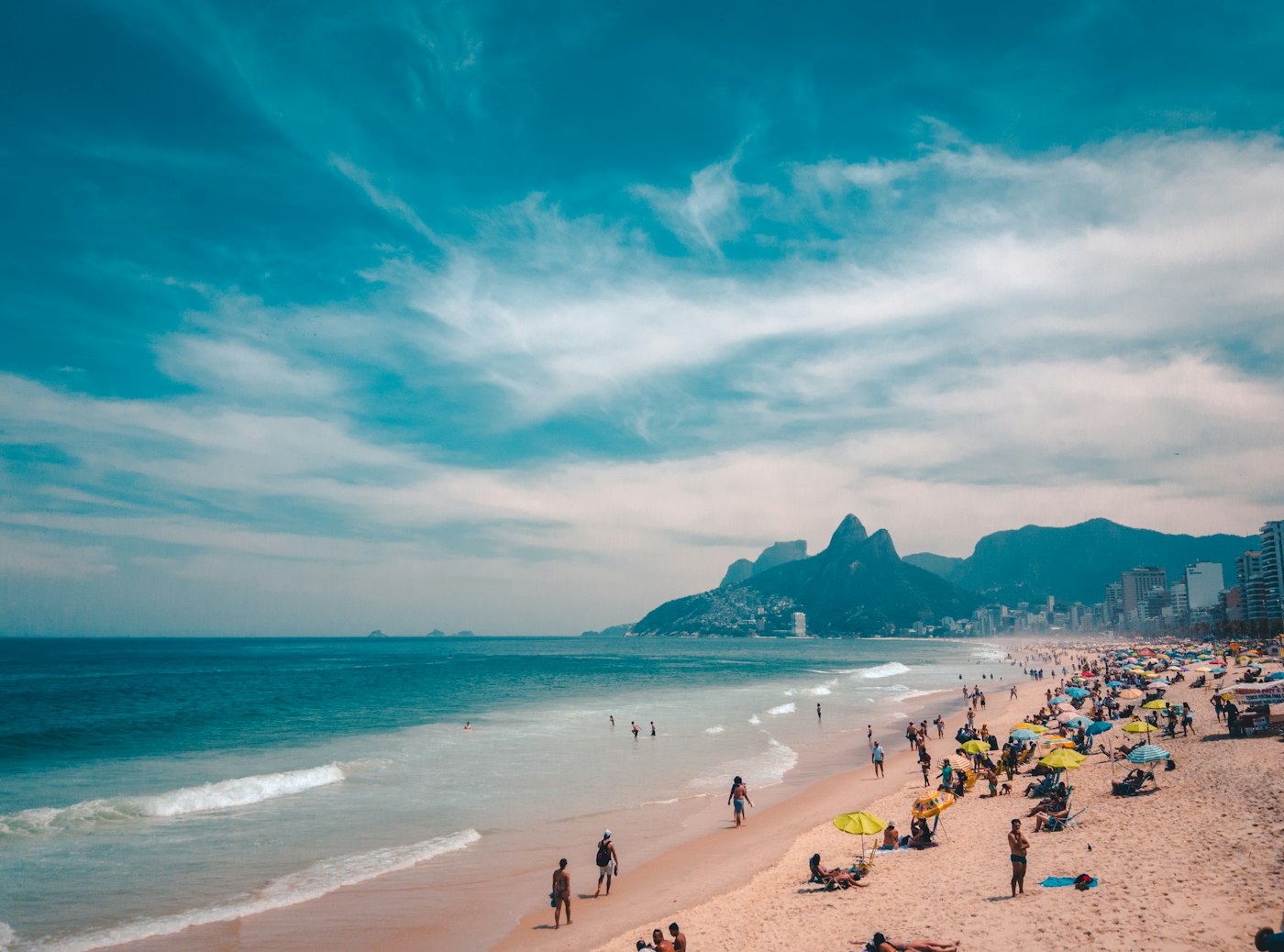 Crowded beach in Rio de Janeiro — stay alert for pickpockets and scams