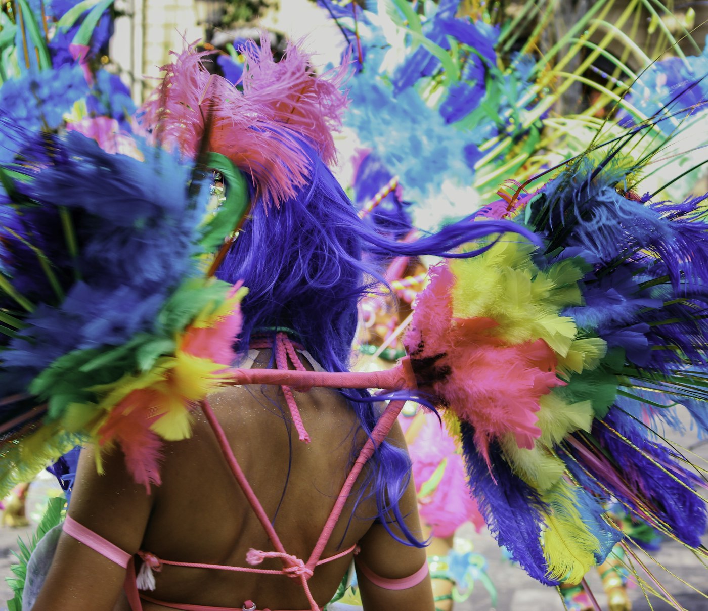 Carnival performer in colorful costume — Rio festival culture