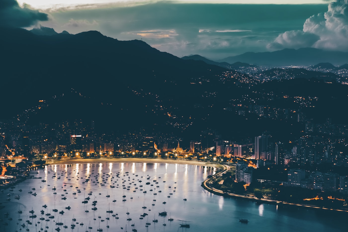 Botafogo Bay at night in Rio de Janeiro — health care and emergency planning in the city