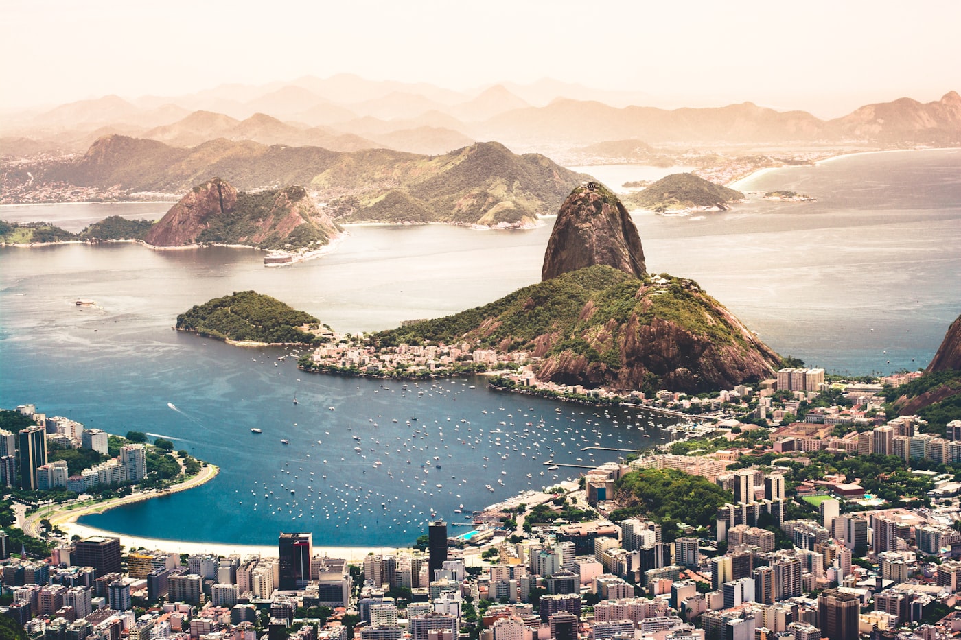 Aerial view of Rio de Janeiro coastline and beaches