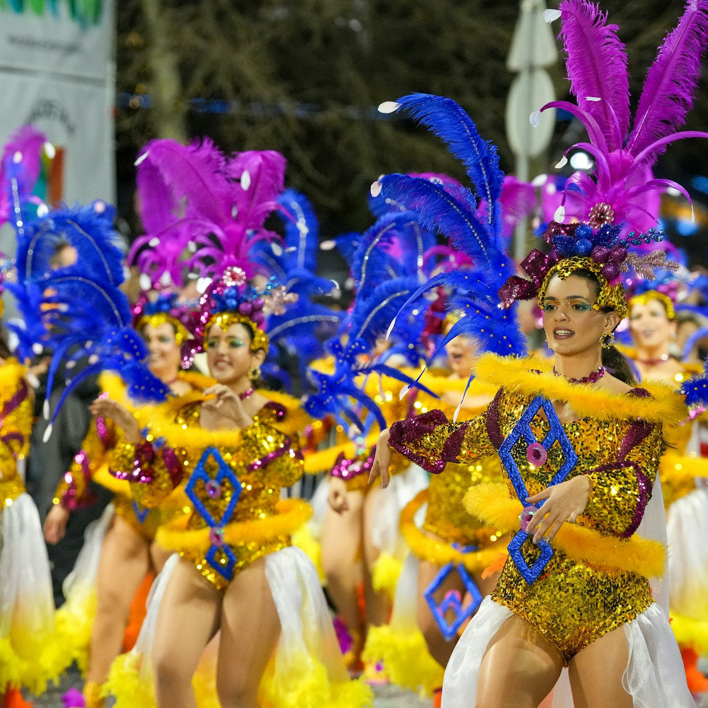 Carnival dancers in vibrant costumes at a parade in Rio